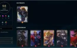 Conta Platina 3 LoL 98 skins
