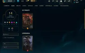 Unranked com 70 Champs e 14 Skins