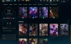 Unranked com 70 Champs e 14 Skins