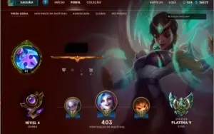 Conta com quase todos campeões e muitas skins