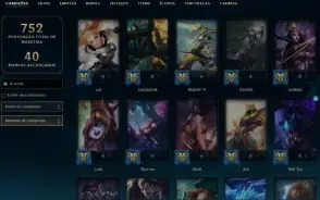 Platina 1 com TODOS os champs e 448 Skins + 1,3kk de Vayne