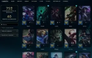 Platina 1 com TODOS os champs e 448 Skins + 1,3kk de Vayne