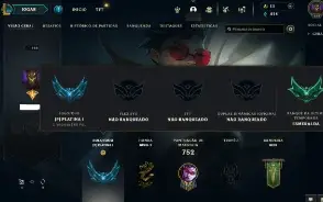 Platina 1 com TODOS os champs e 448 Skins + 1,3kk de Vayne