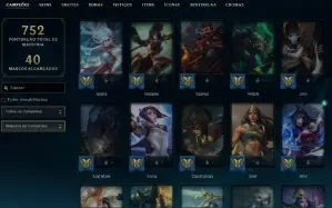 Platina 1 com TODOS os champs e 448 Skins + 1,3kk de Vayne