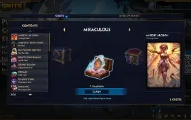 Conta Smite 609 Skins, Lvl157, T5 Thor&Hades+Báu Miraculous