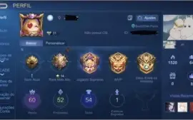 Conta Mobile Legends 54 Skins, 60 Heróis, WR 58%