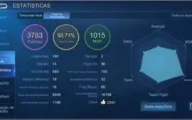 Conta Mobile Legends 54 Skins, 60 Heróis, WR 58%