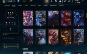 Ouro 3 com TODOS os champs e 120 Skins ( TOP / JG / MID )