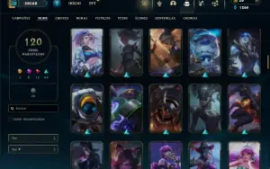 Ouro 3 com TODOS os champs e 120 Skins ( TOP / JG / MID )