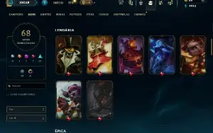Unranked com 95 Champs e 68 Skins ( ADC / MID / JG )