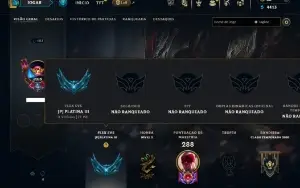 Unranked com 95 Champs e 68 Skins ( ADC / MID / JG )