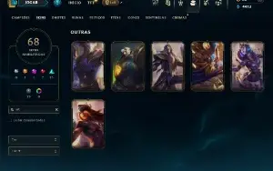 Unranked com 95 Champs e 68 Skins ( ADC / MID / JG )