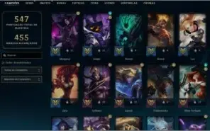 Conta league of legends ouro 1 level 200+
