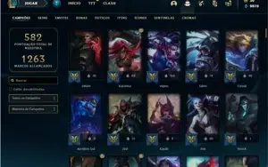 Conta ouro 1 com TODOS os champs e 139 Skins + 1 Prestigio