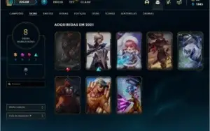 Conta DIAMANTE 4 com 8 skins e 26 champs
