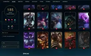 Conta LOL Platina 22K BP Todos os Champs + 185 Skins