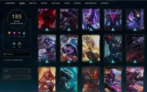 Conta LOL Platina 22K BP Todos os Champs + 185 Skins