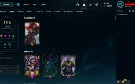 Conta LOL Platina 22K BP Todos os Champs + 185 Skins
