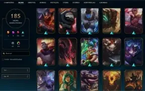 Conta LOL Platina 22K BP Todos os Champs + 185 Skins