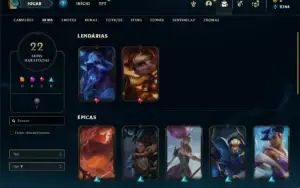 Conta Unranked com 36 Champs e 22 Skins + 1 Fragmento