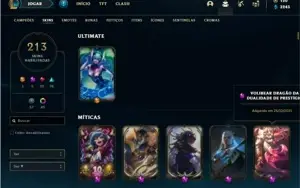 Conta ouro 1 com 123 Champs e 213 Skins + 3 Prestigios