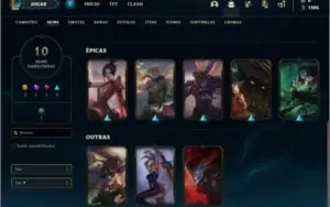 Conta prata 4 com 10 skins e 37 champs