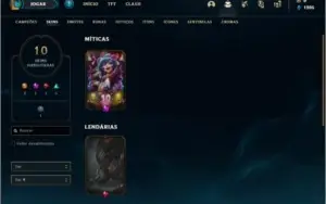 Conta prata 4 com 10 skins e 37 champs
