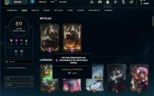 Conta ouro 4 com 80 Champs e 89 Skins + 2 Prestigios do Lee