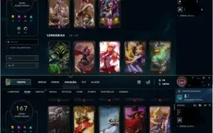 platina 3 lvl 345 todos os champs 167 skins