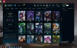 Conta lol falta 13 campeões, 113 skins, recompensa gratis...