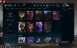 Conta lol falta 13 campeões, 113 skins, recompensa gratis...