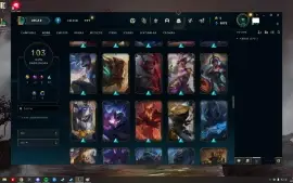 Conta lol falta 13 campeões, 113 skins, recompensa gratis...