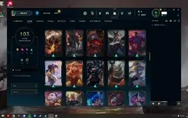 Conta lol falta 13 campeões, 113 skins, recompensa gratis...