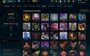 conta lol 1200 skin nivel 1100