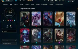 conta lol 1200 skin nivel 1100