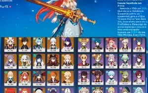 Conta Genshin, AR59, 17 personagens 5 estrelas. 3 arcontes