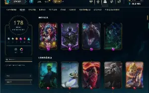 Unranked com TODOS os champs e 178 Skins ( ADC / JG / MID )