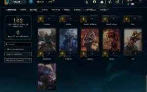 Unranked com 41 Champs e 3 Skins ( ADC / MID / JG )