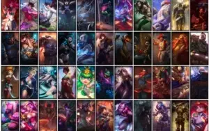 Conta unranked, Campeões: 134, Skins: 77, LVL: 102.