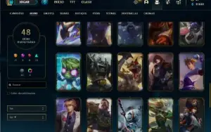 Conta Unranked com 71 Champs e 48 Skins