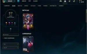 Conta platina 4 com 27 skins e 69 champs