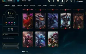 Platina 3 com 150 Champs e 155 Skins ( MAIN ADC ) Nivel 560