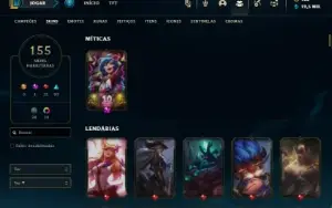 Platina 3 com 150 Champs e 155 Skins ( MAIN ADC ) Nivel 560