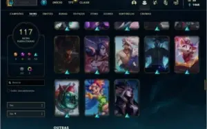 Conta bronze 1 com 80 Champs e 117 Skins