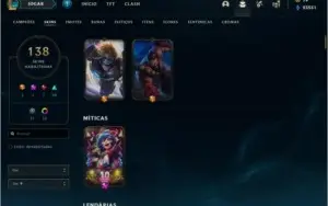 CONTA DIAMANTE 4 LOL / 138 SKINS