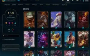 CONTA DIAMANTE 4 LOL / 138 SKINS