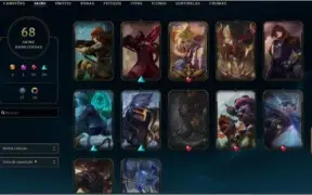 Conta LOL ouro 4 flex/soloq level 293, 68 skins 2 ultimates