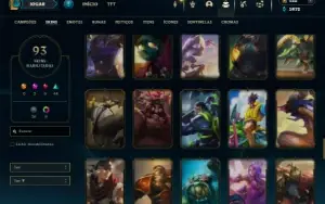 Diamante 3 com 140 Champs e 93 Skins + 4 Vitoriosas