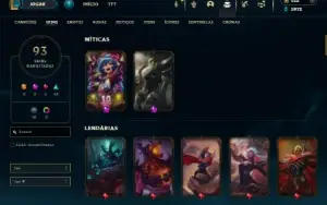 Diamante 3 com 140 Champs e 93 Skins + 4 Vitoriosas