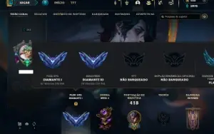 Diamante 3 com 140 Champs e 93 Skins + 4 Vitoriosas
